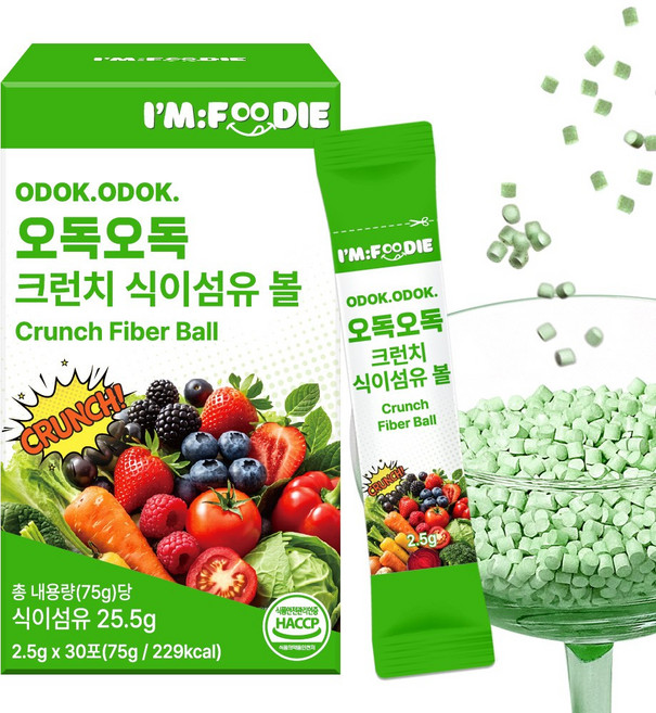 아임푸디 오독오독 크런치 식이섬유 볼 야채 샐러드 샤인머스켓맛, 75g, 1개