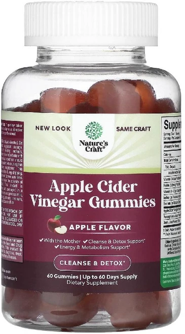네이처스크래프트 애플 사이다 비니거 Apple Cider Vinegar 구미젤리 60개, 60정 - 쿠팡