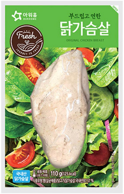 아워홈 손수 부드럽고 연한 닭가슴살 130g, 10개, 110g