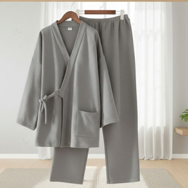 빅형 남자 하오리 잠옷 기모노 한텐 유카타 일본 겨울 두꺼운 파자마