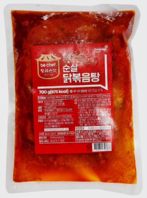 동원 홈푸드 비셰프 순살닭볶음탕 700g 닭볽음탕 볽도리탕 닭다리살, 1개