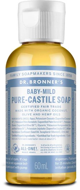 닥터 브로너스 베이비 마일드 퓨어 캐스틸 솝 바디워시, 60ml, 1개 - 쿠팡