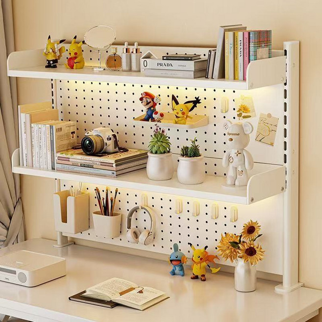 SPEEDBOX 다용도 철제 테이블 타공판 책상 수납 대용량 도구 수납 2단계 80*40cm, 크림 클립형-80*40cm, 1개