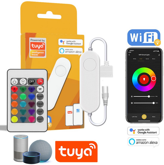 주소 지정 가능 컨트롤러 WIFI RG 조광기 WS2811 1603 스트립 용 Smartlife Alexa Assistant와 함께 작동, [06] RGB One Port-Remote, RGB One Port te, 한개옵션1