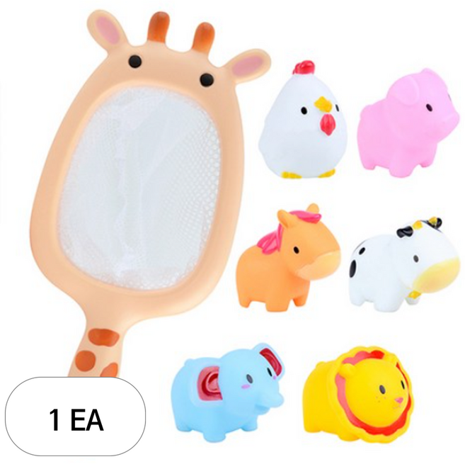 레츠토이 기린과 동물친구들 목욕놀이완구 7종 세트, 1세트, 혼합 색상