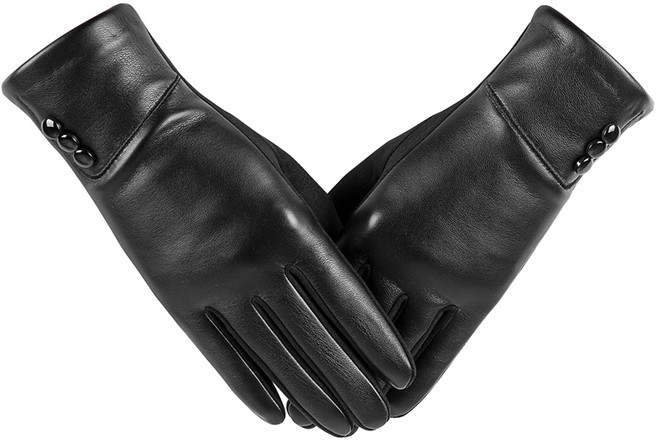 Haengbuk 여성 가죽장갑 F 겨울 장갑 스마트폰 터치 가능 크리스마스 선물