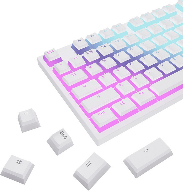 [LED투과 푸딩 키캡] PBT 119키 이중사출 OEM높이 풀세트 + 키캡리무버, BD119, 화이트