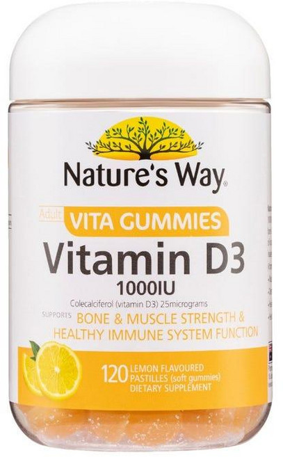호주 네이쳐스웨이 Nature's Way Adult Vita Gummies Vitamin D3 비타 구미 비타민D3 1000IU 츄어블 레몬맛, 4개, 120정