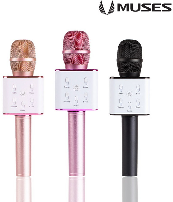 로이체 블루투스 무선 마이크 BTS-30KM 미러볼 파우치 포함, 블랙