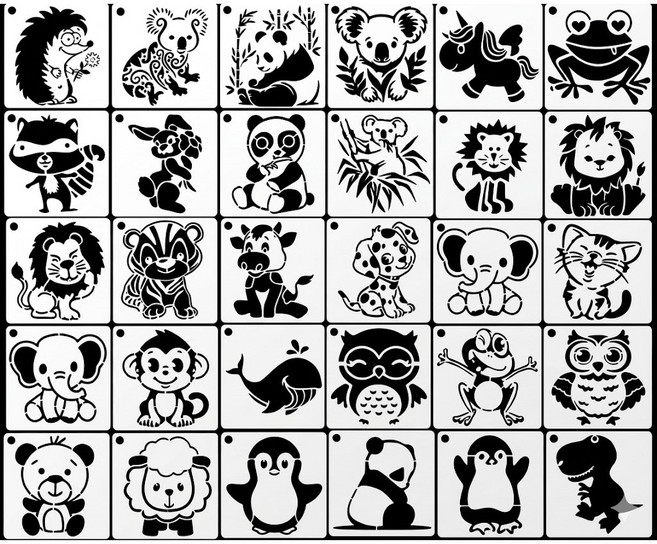 제니미엘 DIY 스텐실 도안 동물 캐릭터, 1개