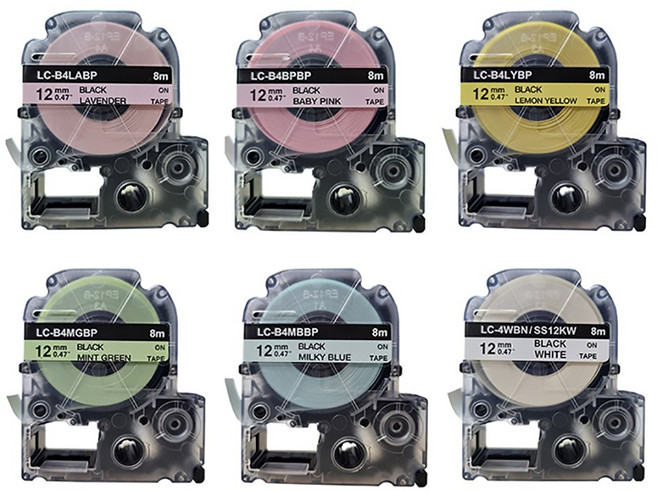 호환 엡손 라벨 테이프 12mm 세트 라벨프린터 라벨지 카트리지 리필, 세트 16번(파스텔 풀패키지)