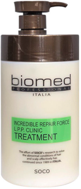 바이오메드 리페어포스 LPP 클리닉 트리트먼트1000ml 극손상모발용 헤어팩, 1개, 1L