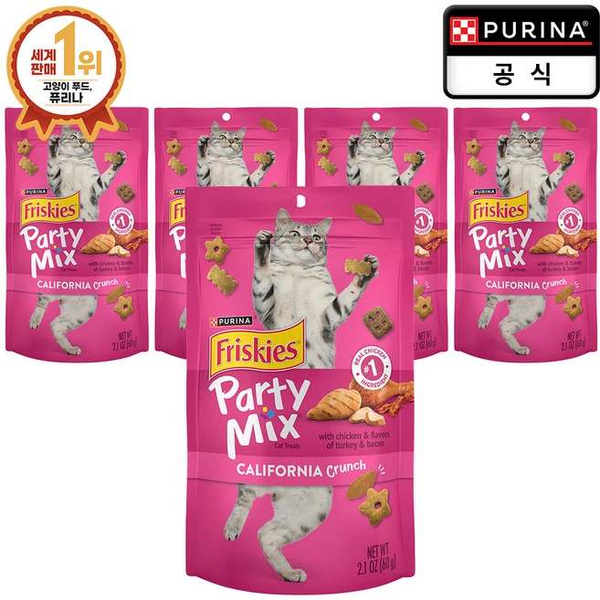 퓨리나 프리스키 파티믹스 고양이 수제 간식, 캘리포니아, 60g, 5개 - 쿠팡