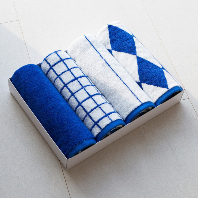 모달 수건 200g 프리미엄 코마사 세면타올 블루모달 4개, 다이아 4매