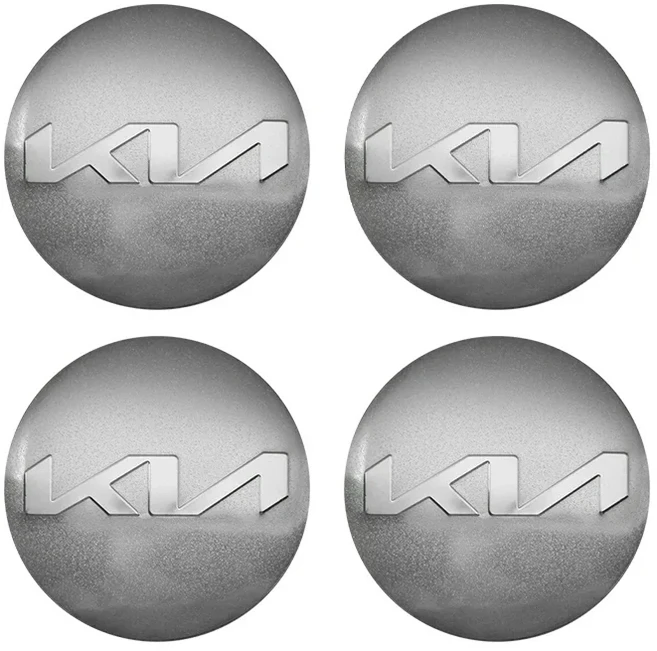 자동차 휠 센터 커버 스티커 허브 캡 액세서리 기아 호환 EV6 쏘렌토 니로 스팅어 씨드 카니발 K5 K9 소울, 07 silver grey new kia