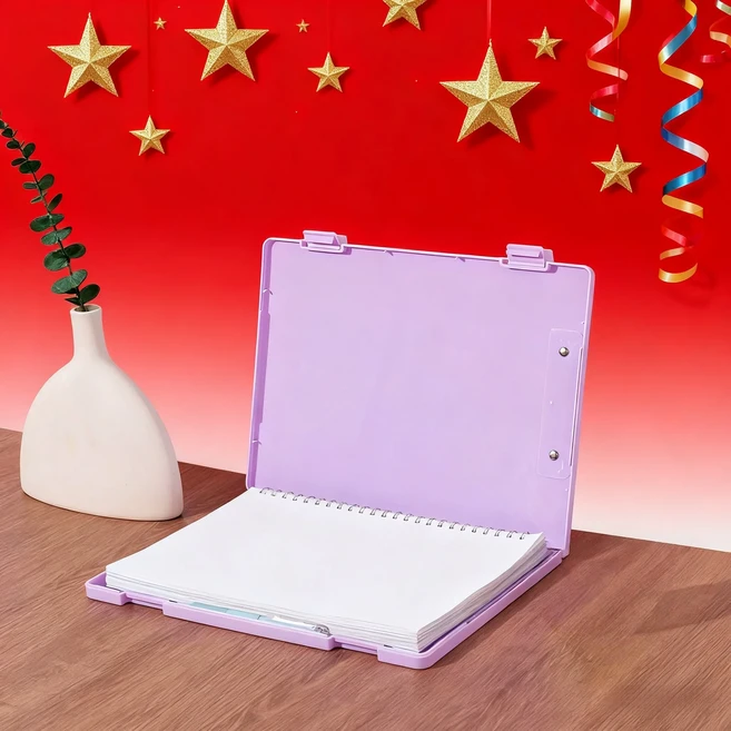 책상용 투명 수납함 정리함 필기패드 파일 무료 별 스티커, 03 light purple