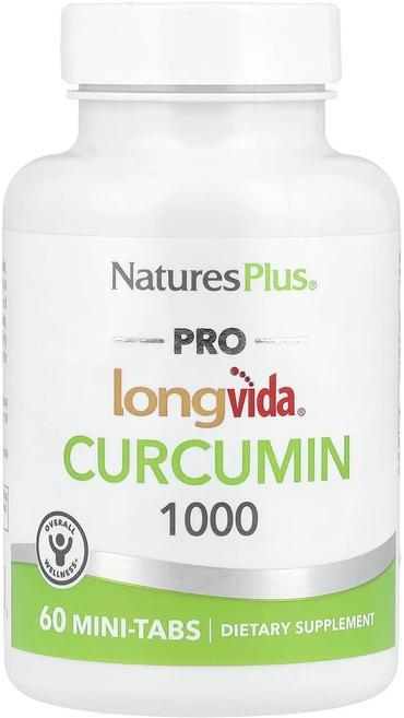 NaturesPlus 프로 Longvida® 커큐민 1000 1000mg 미니 정제 60정(1정당 500mg), NaturesPlus프로Longvida커큐민100010, 1개, 60정 - 쿠팡