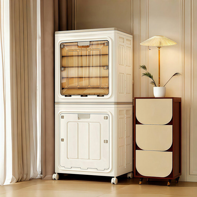 Kleeno 대형 정리함 150L 대용량 폴딩 수납함 이동 가능 리빙박스 옷 이불 보관함, 1개, 투명해요