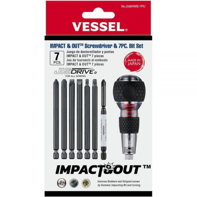 (미국 공식) 임팩트 앤 아웃 스크루 드라이버 7개의 비트와 파우치 포함, 미국 공식 임팩트 앤 아웃 스크루 드라이버 7개의 비트