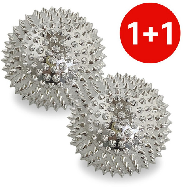 황금 자석혈침기(특대형) 1+1 손지압기 마사지 지압구, 1세트, 실버