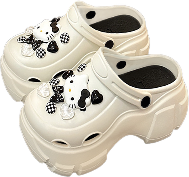 재리니 4cm 통굽 슬리퍼 블랙 고양이 키높이 푹신 아쿠아슈즈 RS-S090