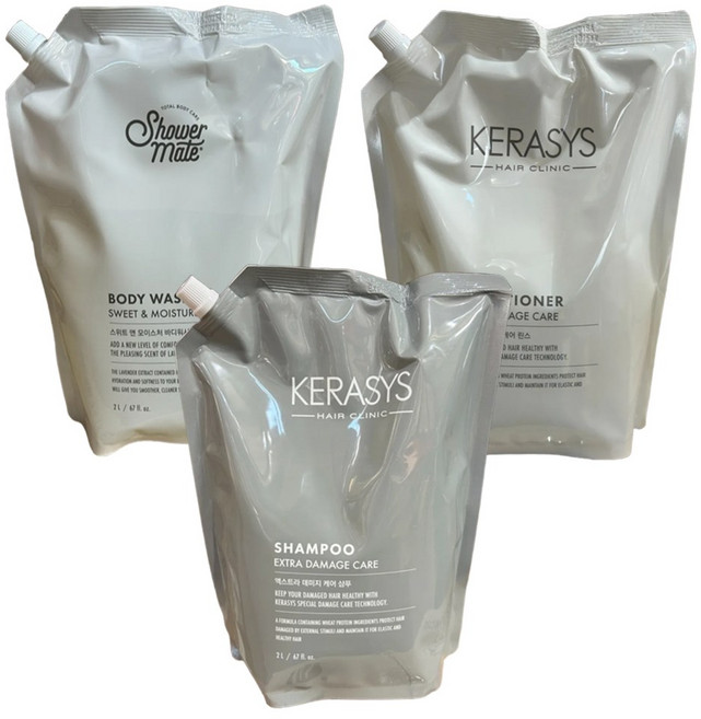 케라시스 대용량 리필 샴푸+린스+바디워시 3개입 펜션 샤워장 업소용, 1개, 2L