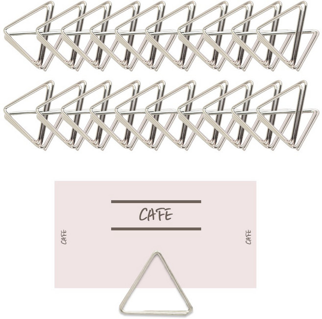 365플레이스 메탈 다용도 삼각메모스탠드 클립노트홀더 20P 세트, 실버, 20개
