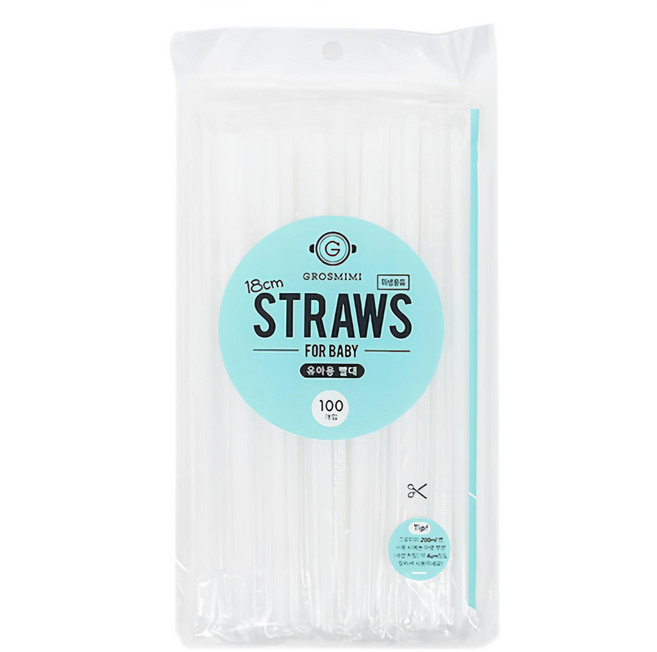 그로미미 일회용 빨대 18cm, 100개, 1세트