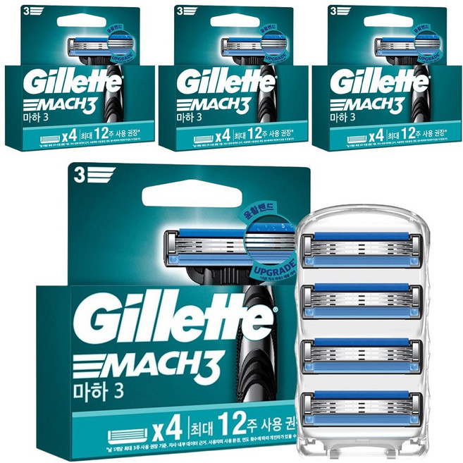 질레트 정품 마하3 면도날, 4개입, 4개