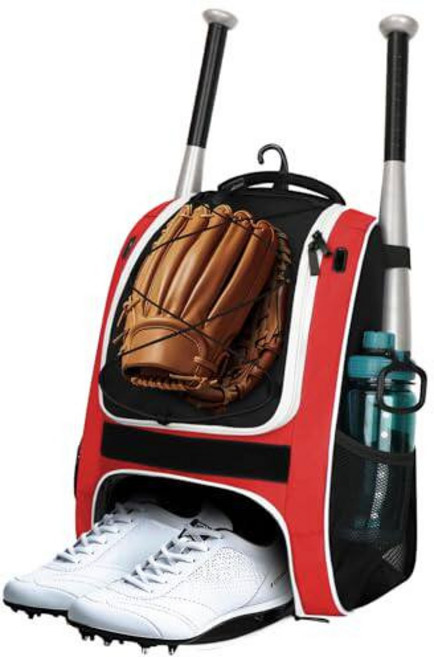 라리팝 유소년 야구 가방 - 야구용 배트 백팩 티볼 & 소프트볼 장비 및 장비 글러브 홀더 선물, Red, 1개