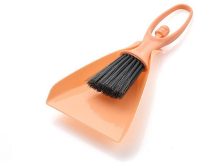 미니 빗자루세트 책상 키보드 창틀 청소용 바닥청소, 오렌지, 1개