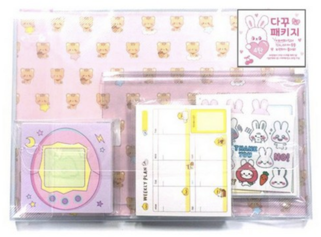 크리스탈팬시 스위트데이 다꾸패키지 4탄 A4랩핑지 20p + 스케쥴 떡메모지 + 일반 떡메모지 + 지퍼백 + 인스 30p, 1세트