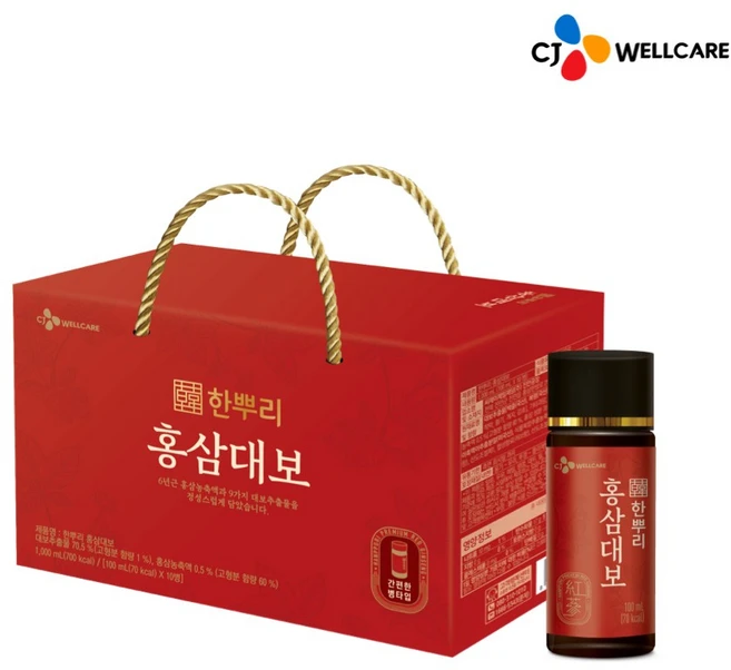 CJ웰케어 한뿌리 홍삼대보 병 10입, 10개, 100ml - 쿠팡
