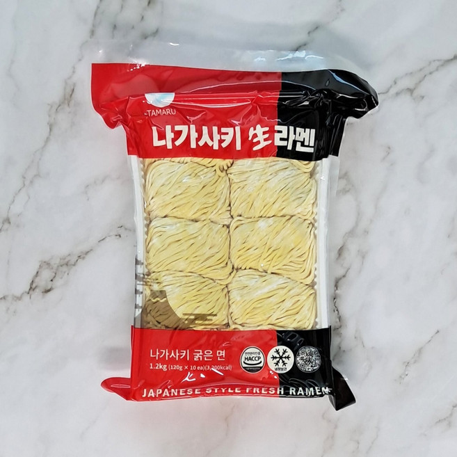 타마루 나가사키 생라멘 1.2kg 10인분 일본생라멘 일본식생라면 미소라멘 쇼유라멘 시오라멘 업소용 대용량 면사리 전문점용, 1개