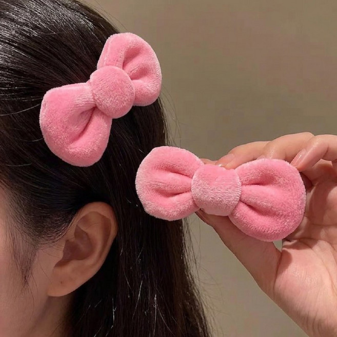 키티 머리핀 헤어핀 리본 머리삔 인형 퍼 소재 학교 축제 귀여운 학생