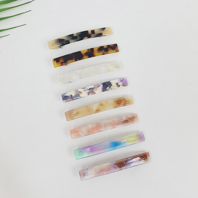 시크몽 프랑스핀 호피 오로라 심플 일자 8 cm 옆머리 헤어 자동핀