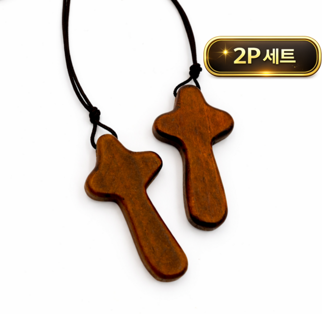 토브몰 원목 십자가 차량걸이 백미러 장식 우드 자동차 감성 인테리어, 2개, 브라운