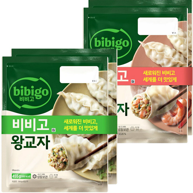 CJ 비비고 왕교자 455g X 2봉 + 새우왕교자 315g X 2봉, 1세트, 1.54kg