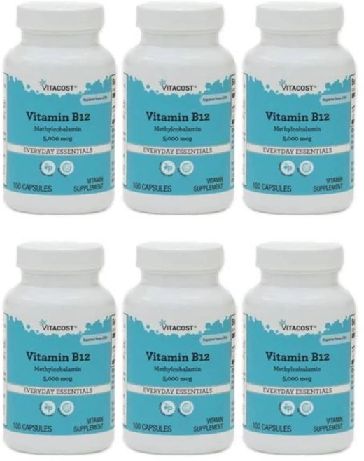 비타코스트 비타민 B12 메틸코발라민 5000mcg 캡슐 100정, 6개 - 쿠팡