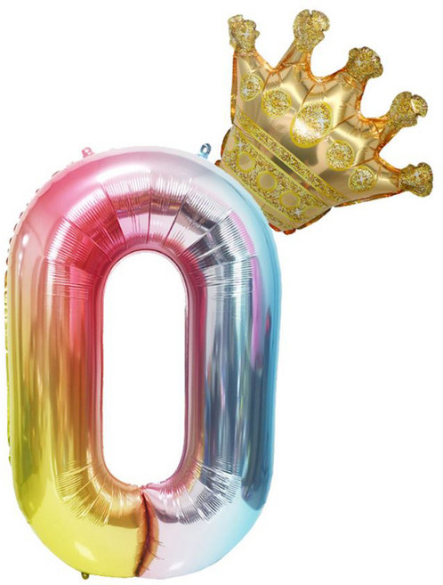 초대형 왕관 숫자 풍선 생일파티 숫자 은박 풍선 파티 풍선, 1개, 0