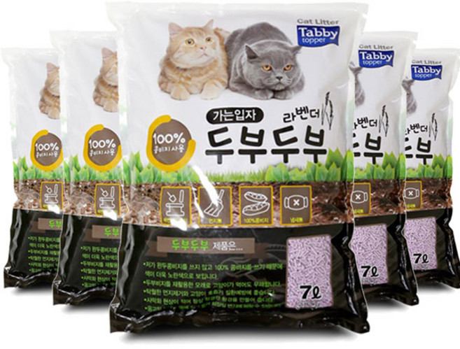 테비토퍼 두부두부 고양이 모래 가는입자, 7L, 6개, 라벤더