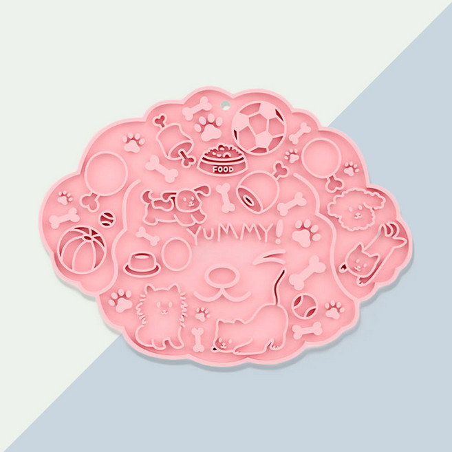 히야펫 강아지 구름 리킹매트 슬로우식기 간식 흡착 식기매트, 1개, 핑크