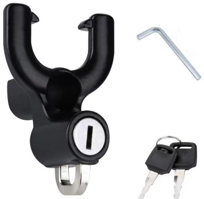 까마느 오토바이 헬멧 잠금 장치 헬맷도난방지 헬맷락, 2개, 블랙