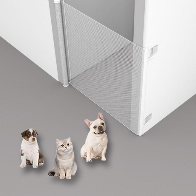 공간차지 없는 무타공 반려동물 안전문 슬라이딩 가드도어 울타리 메쉬 펜스 강아지 고양이 화장실 출입 방지, 1개, 화이트