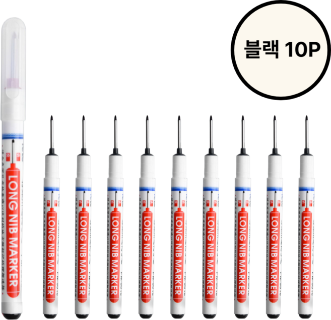 고트 우드라이너 엣지 마커펜 목공 인테리어용, 블랙, 10개