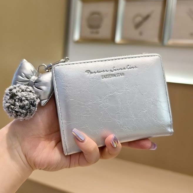 [키링세트] 샤샤벨 리본폼폼 반지갑 여성 학생 카드지갑 초등 여아 지갑