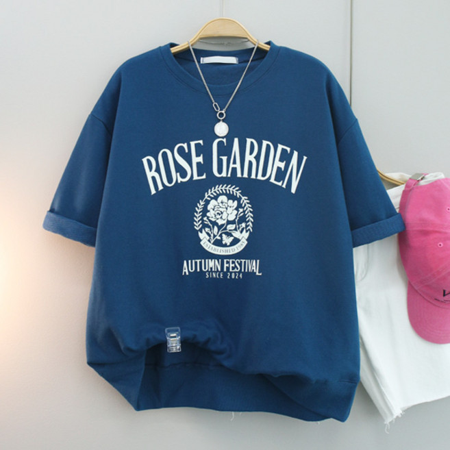 달콩 여성 가든레터링칠부맨투맨 칠부티