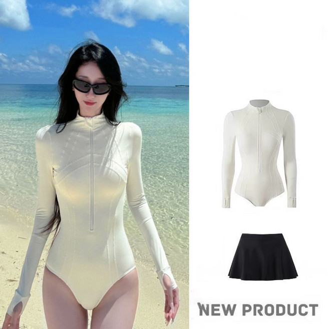LIULU新款高領連體泳衣女長袖速幹防曬UPF5潛水服水母衣浮潛衝浪