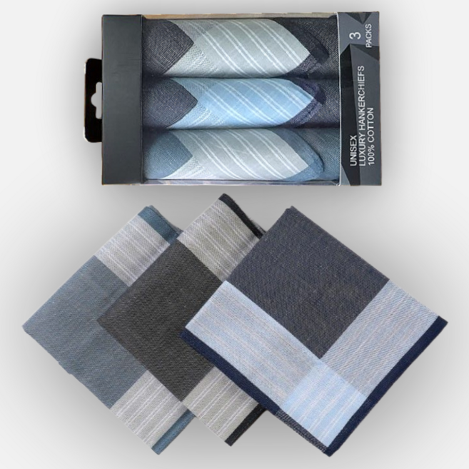 남자손수건 순면 체크무늬 남성 3종세트