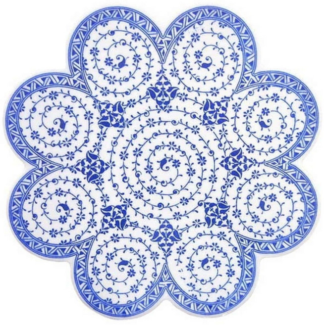 IZNiK 手繪花紋 陶瓷隔熱鍋墊 歐式復古風格, 1個, B(20-1A), 藍色